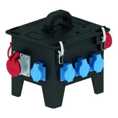 Bals Vollgummi-Verteiler 5226 | tragbar | CEE-Kombi 32A 400V | 2x16A 5p 400V | 4x Schuko 16A | IP44 | schwarz