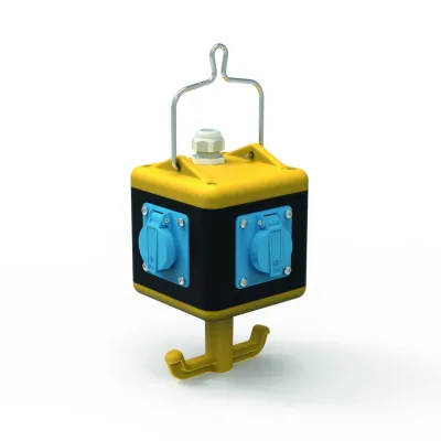 Bals Uni-Block Vollgummi Hängeverteiler 57076 | CEE 16A 400V | 3x Schuko 230V | IP54 | M25 | schwarz