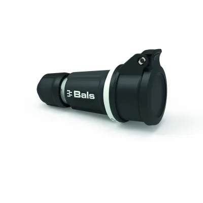 Bals Schutzkontakt-Kupplung 7487-1 | 16A 250V IP54 | Typ F | gummierte Haube | MULTI-GRIP Kabelverschraubung | grau