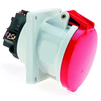 Bals Anbausteckdose 12567 | CEE 5-polig 63A 400V 6h IP44 | geneigt 15° | Schraubklemme | Kunststoff | rot RAL3000