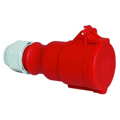 Bals CEE-Kupplung 304-TLS | 32A 5-polig 400V 6h | IP44 | Multi-Grip Verschraubung | Schraubklemme | rot RAL 3000