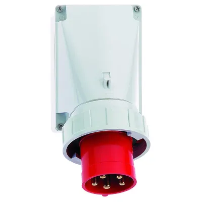 Bals Wandgerätestecker 24062 | CEE 5-polig 63A 400V 6h IP67 | Schraubklemme | abgewinkelt | rot RAL3000