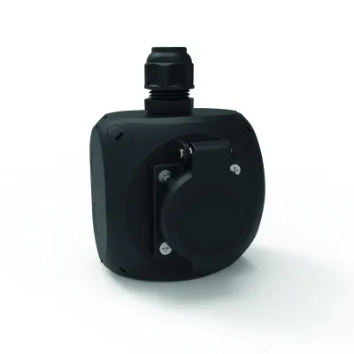 Bals Aufputzsteckdose E-878109 | Typ F Schutzkontakt | 16A 250V Dauerlast | Shutter | IP44 | schwarz