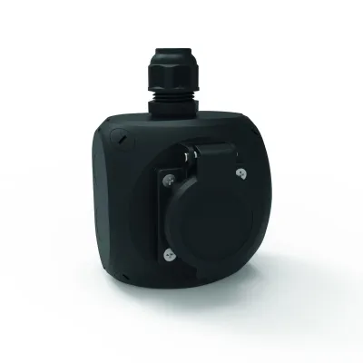 Bals Aufputzsteckdose E-878109 | Typ F Schutzkontakt | 16A 250V Dauerlast | Shutter | IP44 | schwarz