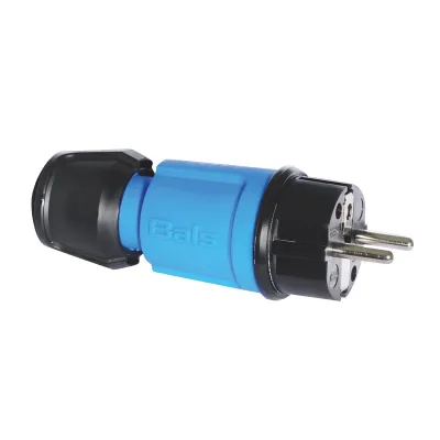 Bals Schutzkontaktstecker 7370 | Schuko Stecker 16A 250V IP44 | Multi-Grip | Industrieausführung | Blau