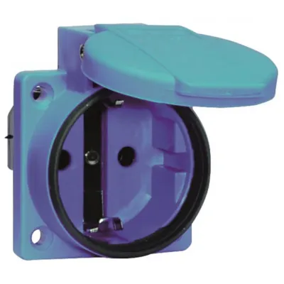 Bals Schutzkontakt-Anbausteckdose 71082 | Schuko IP54 | 16A 250V | 3-polig | 50x50mm | Klappdeckel | Blau RAL 5015
