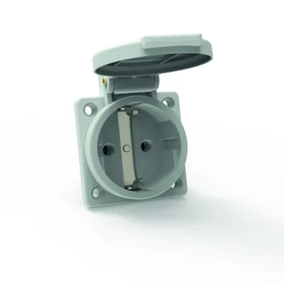 Bals Schuko-Anbausteckdose 71100 | 16A 250V IP54 | schraublose Klemme | Klappdeckel | grau RAL7035