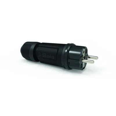 BALS Schutzkontaktstecker 7372-1 | 16A 3-polig | 250V AC | IP54 | Schraubklemme | halogenfrei | schwarz