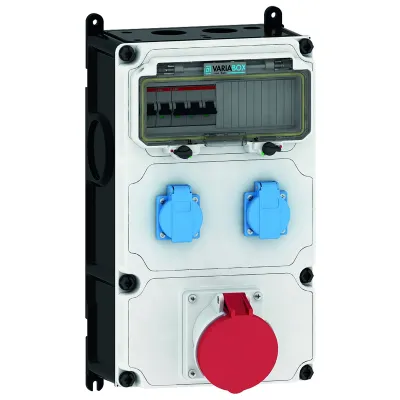 Bals Steckdosen-Kombination 89090 VARIABOX L | CEE 63A 400V 5p | 2x SCHUKO | 3 LS-Schalter | IP44 | Kunststoff | grau