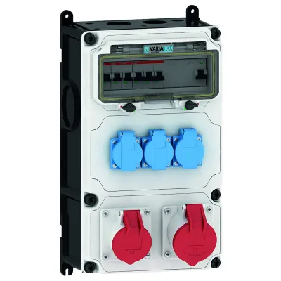 Bals Steckdosen-Kombination 89091 VARIABOX-L | CEE 16A+32A 400V | 3x Schuko | IP44 | Kunststoff | grau