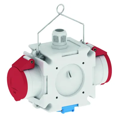 BALS Kreuzverteiler 540055 | CEE-Steckdosenkombination 2x16A 400V 5p | 1x Schuko 16A | IP44 | Kunststoff | grau