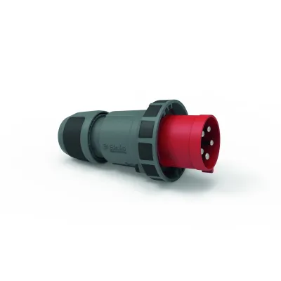 Bals CEE-Stecker 2199-1 | 125A 5-polig | 400V 6h | IP67 | Schraubklemme | Kunststoff | Bajonettring gummiert | rot