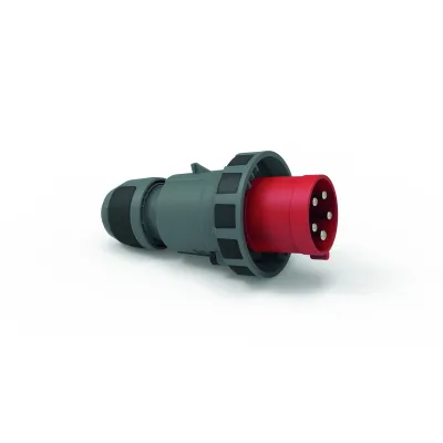 Bals CEE-Stecker 2189-1 | 63A 5-polig | 400V 6h | IP67 | Schraubklemme | Bajonettring | Kunststoff rot