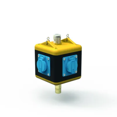 Bals Hängeverteiler Uni-Block 57116 | Vollgummi | 3x Schuko 16A 230V | 1x CEE 16A 400V | Druckluft | IP54 | schwarz