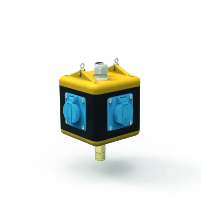 BALS Energiwürfel Hängeverteiler 57119 | 4x Schutzkontakt IP54 | Vollgummi | abhängbar | M25 | schwarz | 140x140x140 mm