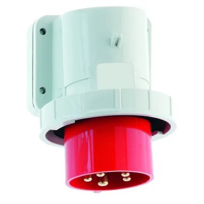 BALS Wand-Gerätestecker 24418 | CEE 32A 5-polig 400V 6h IP67 | Quick-Connect | schraublose Klemme | rot RAL3000