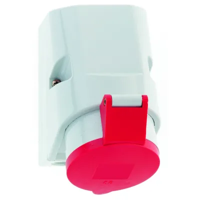 Bals Wandsteckdose 11487 | CEE-Steckdose 5-polig 16A 400V IP44 | Quick-Connect | Aufputz | Kunststoff | rot