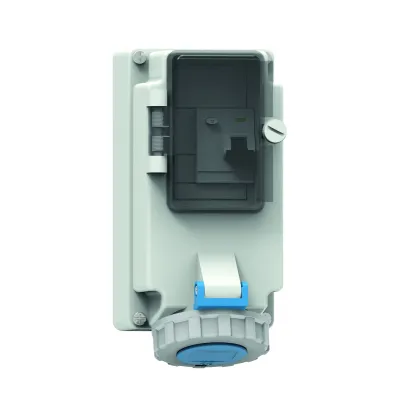 Bals Wandsteckdose 15106 | CEE 16A 3p 230V 6h | FI-Schutzschalter | IP67 | Quick-Connect | Kunststoff | blau