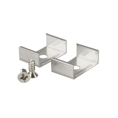 Barthelme Halteklammern Set 50990090 | Montageclips für LED-Leisten | Edelstahl | 2 Klammern + 2 Schrauben