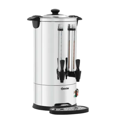 Bartscher Tee- und Heißwasserspender M8000 200127 | 8 Liter | Edelstahl | 2 Zapfhähne | stufenlos 30-100°C | Silber
