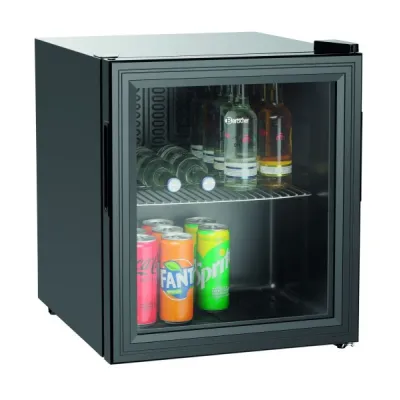 Bartscher Glastürkühlschrank 700183 | Getränkekühlschrank 46L | Kompakt | Schwarz | 5 Temperaturstufen | Sicherheitsglas