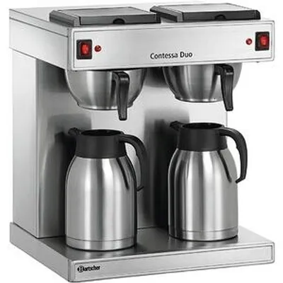 Bartscher Doppel-Kaffeemaschine Contessa Duo 190184 | Filterkaffeemaschine Gastro | 2 Isolierkannen 2x2 L | Edelstahl