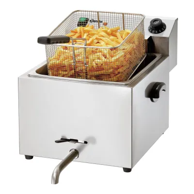 Bartscher Fritteuse 162500 IMBISS PRO | Elektrofritteuse 9,7 Liter | Fettablasshahn | Edelstahl | Gastronomie silber