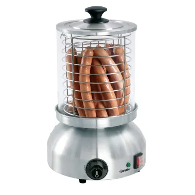 Bartscher Hot Dog Gerät A120407 | rund | Edelstahl | Glaszylinder Ø20cm H24cm | 1,25L | 30–100°C | Gastronomie