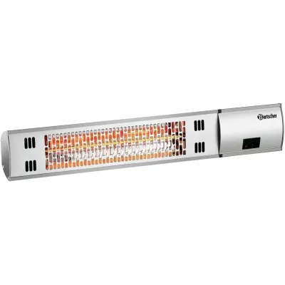 Bartscher Infrarot-Heizstrahler W2000 E 825215 | 2000W Elektro | Wandmontage | Innen & Außen | IP54 | Aluminium | silber