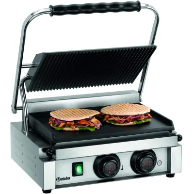 Bartscher Kontaktgrill Panini-MDI A150976 | kontaktgrill | Gusseisen | gerillte/glatte Platten | Timer | Edelstahl