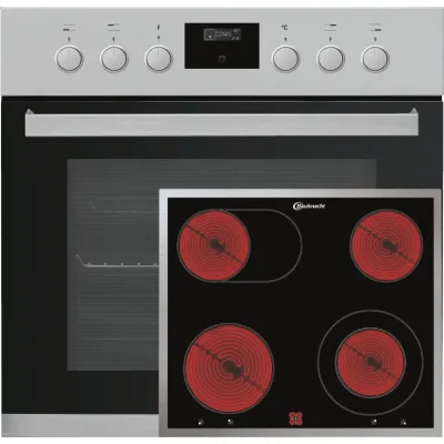 Bauknecht Einbau-Herdset HEKO P300 HIS3EP8V2IN+CHR9642IN | Pyrolyse | Glaskeramik 60cm | 4 Kochzonen | 65l | A+ | silber