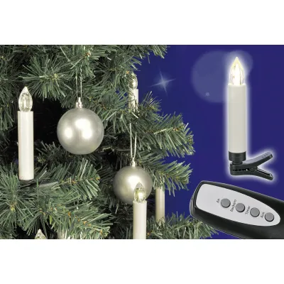 HI LED Baumkerzen kabellos 20er Set 10005640 | warmweiß | Fernbedienung | Innen & Außen | Clips | Kunststoff | 10 cm