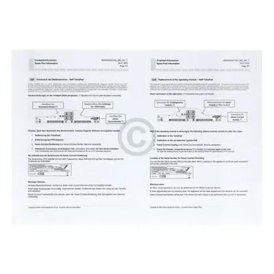 Bedienmodul, Kalibrierung durch den Kundendienst erforderlich. 11026432