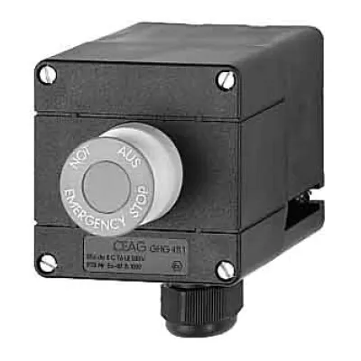 Ceag Ex Not-Aus Schlagtaster GHG4118100R0002 | 1-polig | Pilztaster | IP66 | Kunststoff schwarz | 690V | ATEX Zone 1/21