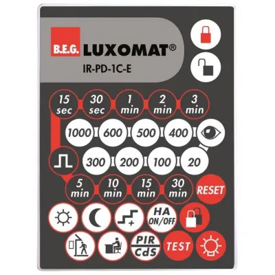 B.E.G. Fernbedienung IR-PD-1C-E 92077 | Handsender für Bewegungsmelder | Infrarot | Wandhalterung | Batterie CR2032