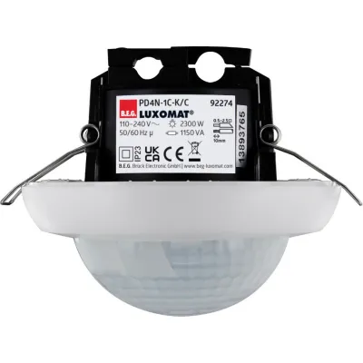 B.E.G. Bewegungsmelder PD4N-1C-K-DE | 360° Decke PIR Sensor Korridor | 20m Reichweite | IP23 | weiß