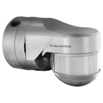 Bega Bruck Bewegungsmelder RC-plus next N 93346 | 230° Erfassung | Edelstahl-Optik | IP54 | Unterkriechschutz | grau