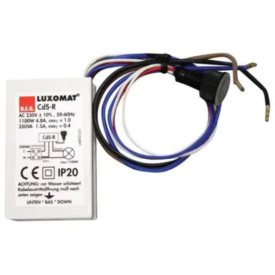 BEG Dämmerungsschalter CdS-R 92365 | Einbau-Schaltrelais | 1000W | 2–100 Lux | IP54 | verlängerbar | weiß