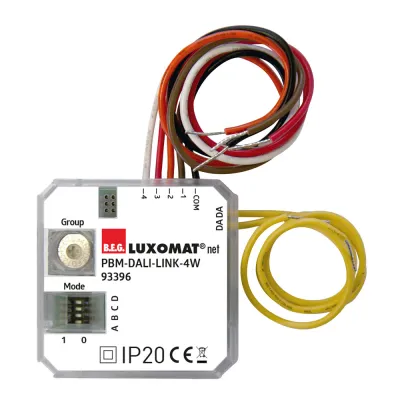 B.E.G. DALI Eingabegerät PBM-DALILINK-4W 93396 | 4-fach Binäreingang | Unterputz | LED-Anzeige | 10-22V DC | Weiß