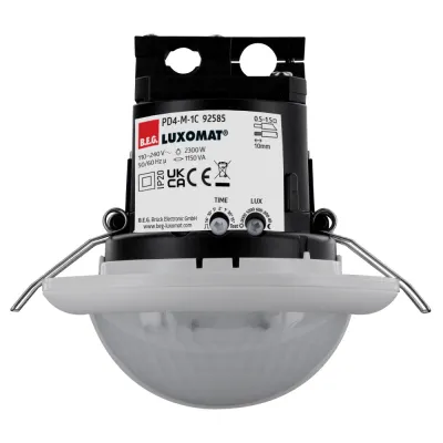 BEG Präsenzmelder PD4-M-1C-DE 92585 | 360° Erfassung | Deckeneinbau | 24m Reichweite | 230V | IP20 | 1 Kanal | weiß