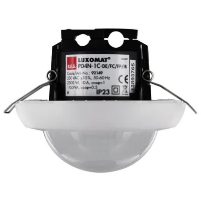 B.E.G. Bewegungsmelder PD4N-1C-DE | Deckenmontage 360° | Reichweite 24 m | 2300W | IP23 | passiv Infrarot | weiß