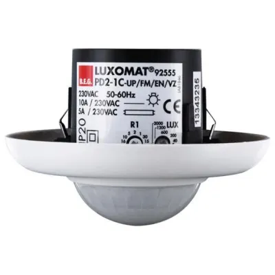 BEG Präsenzmelder PD2-M-1C-UP 92555 | 360° Erfassungsbereich | Unterputz | 1 Kanal | 10m Reichweite | IP20 | weiß