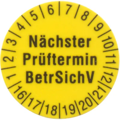 Beha-Amprobe Prüfetiketten 2145956 FTC00001238D | 15mm Durchmesser | 250 Stück | selbstklebend | gelb