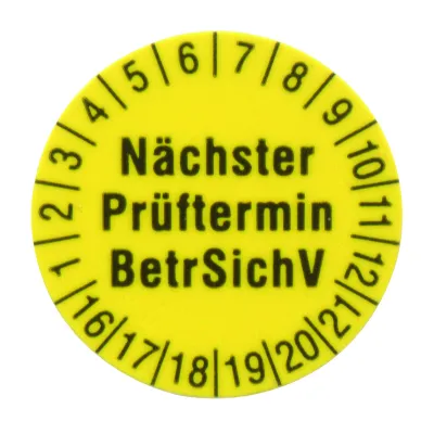 Beha-Amprobe Prüfetiketten 2145956 FTC00001238D | 15mm Durchmesser | 250 Stück | selbstklebend | gelb