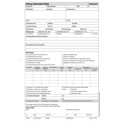 Beha-Amprobe Prüfprotokollblock 3313435 | DIN VDE 0701-0702 | 50 Blatt mit Durchschlag | Messdokumentation | schwarz