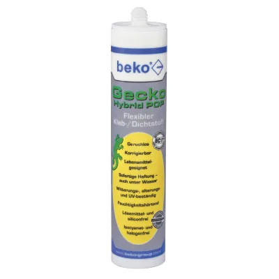beko Gecko Kleb- und Dichtstoff 2453104 | Hybrid Polymer | Montagekleber | 290ml Kartusche | beige | silikonbasiert