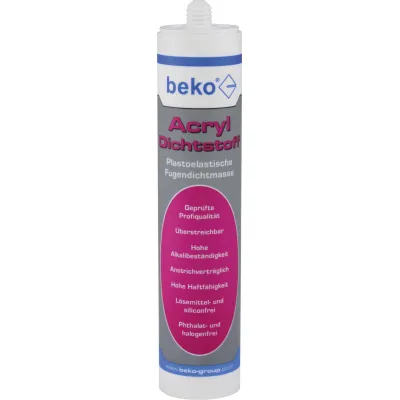 Beko Acryl-Dichtstoff 230300 | Fugendichtmasse Acrylbasis | Kartusche 310ml | überstreichbar plastoelastisch | weiß
