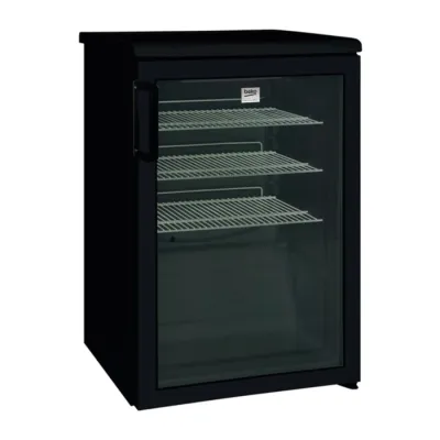 Beko Glaskühlschrank ADN 140B BP | Gewerbekühlschrank 130l | Schwarz | Thermostat | LED | 85x56x60 cm