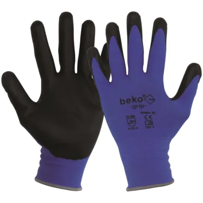 beko Arbeitsschutzhandschuh Grip 905020109 | Nitril beschichtet | Größe 9 | Atmungsaktiv | Anti-Rutsch