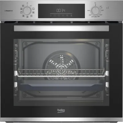 Beko Einbau-Backofen BBIS12301XE | 60 cm | 72 l | 9 Heizarten | SteamShine | 2-fach Teleskopauszug | Edelstahl